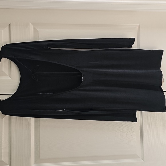 NWT Free People Call Me Later Long Sleeved Tie Back Minidress L & XL Black - Picture 7 of 10